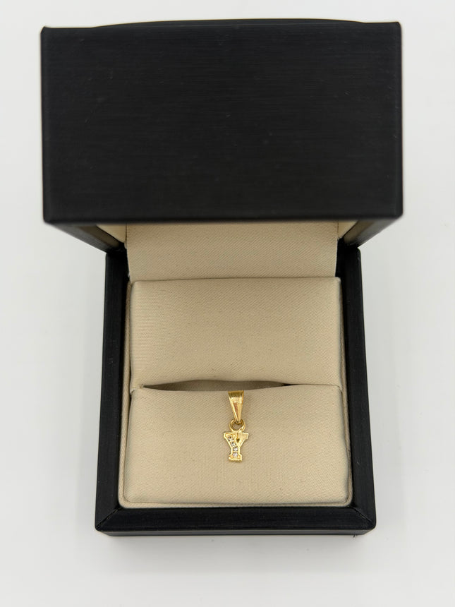 Dije letra Y silueta casting circones blancos Oro amarillo 18k 0,48 Gr / 5,5 mm / 1 Cm
