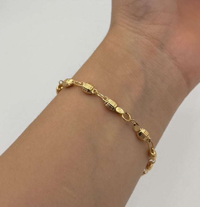 Pulso rustico barriles diamantados  Oro amarillo 18k 2,65 Gr / 5 mm / 16 Cm Broche 0,15