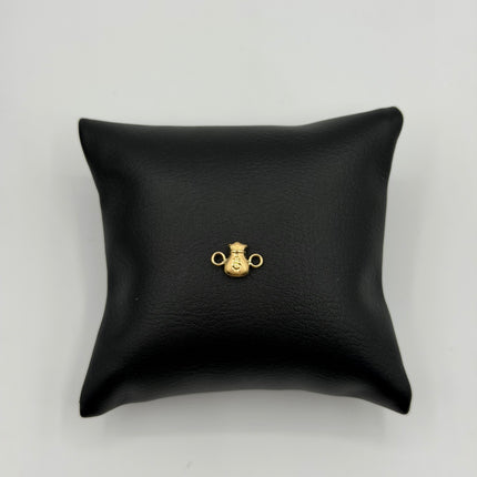 Herraje bolsa de dinero silueta fondo mate Oro amarillo 18k 0,30 Gr / 1,1 Cm
