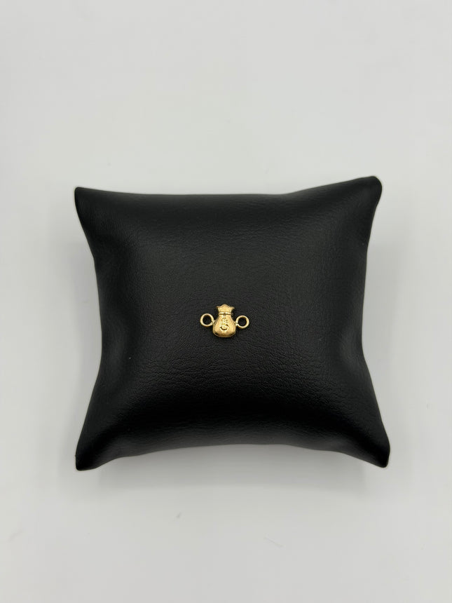 Dije bolsa de dinero silueta fondo mate Oro amarillo 18k 0,28 Gr / 5,6 mm / 1 Cm