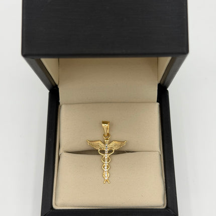Dije simbolo medicina casting circones blancos Oro amarillo 18k +1 / 1,27 Gr / 19,3 mm / 2,5 Cm