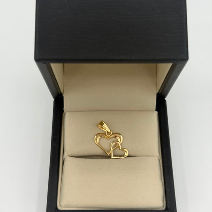 Dije corazón doble contorno Oro amarillo 18k 1,20 Gr / 18,7 mm / 1,3 Cm