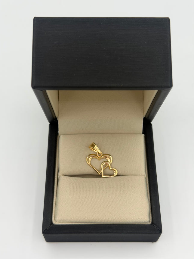 Dije corazón doble contorno Oro amarillo 18k 1,20 Gr / 18,7 mm / 1,3 Cm