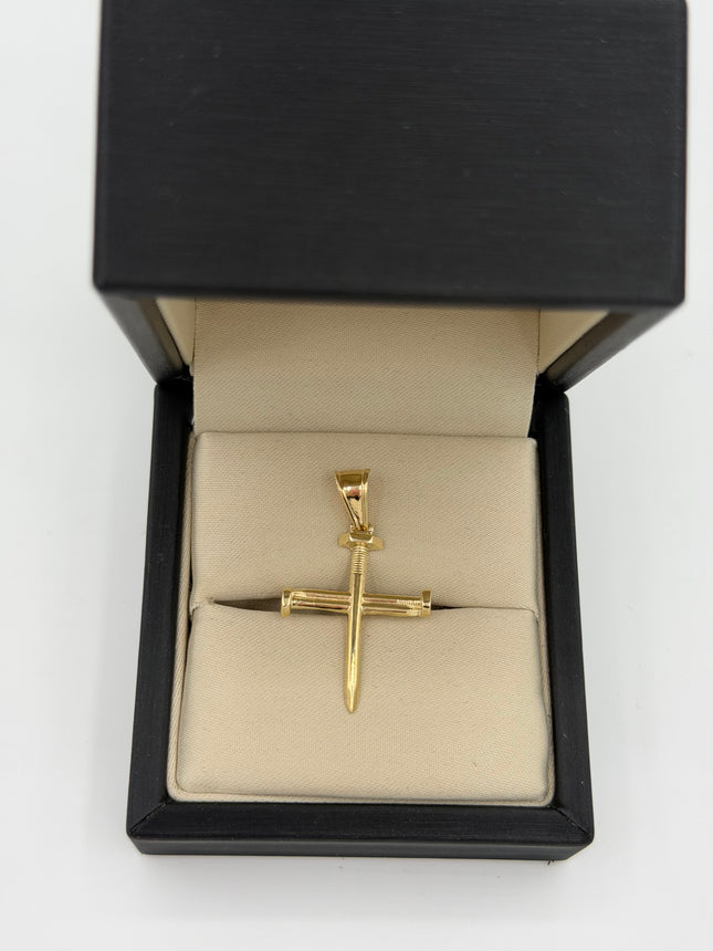 Dije cruz clavo liso Oro amarillo 18k 2 Gr / 20,3 mm / 2,7 Cm