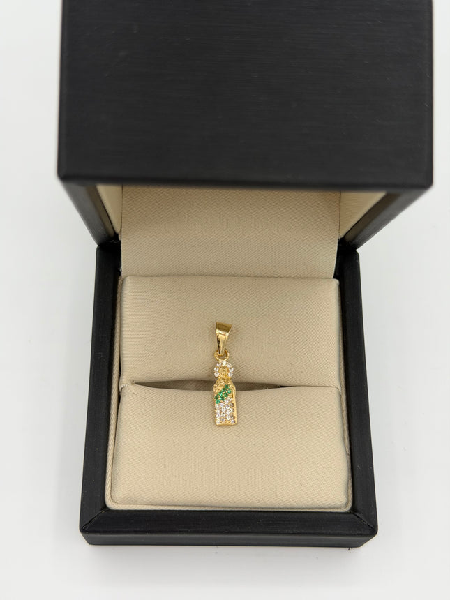 Dije San Judas Tadeo silueta casting circones verdes y blancos Oro amarillo 18k +1 / 0,94 Gr / 5 mm / 1,7 Cm