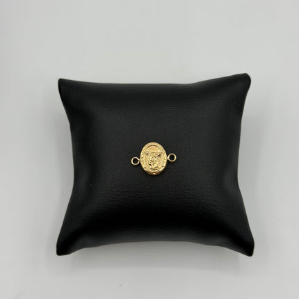 Herraje San miguel arcangel ovalado fondo mate Oro amarillo 18k 0,64 Gr / 1,6 Cm