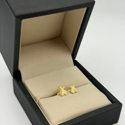 Topos oso diamantado bordes punteados Oro amarillo 18k 0,88 Gr / 8,1 mm