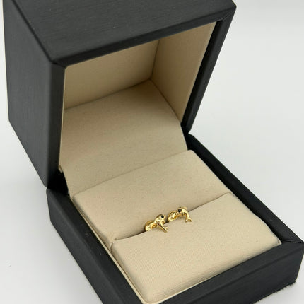 Topos delfín circón negro Oro amarillo 18k 0,68 Gr / 6 mm