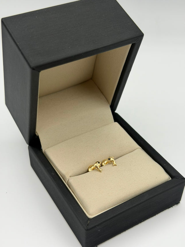 Topos delfín circón negro Oro amarillo 18k 0,68 Gr / 6 mm