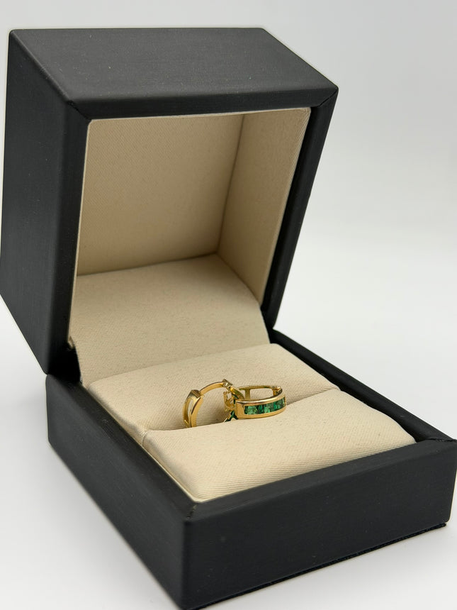 Candonga casting circones verdes Oro amarillo 18k +1 / 1,54 Gr / 1,2 cm