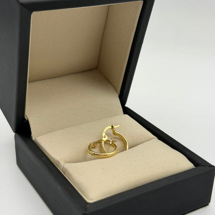 Candonga grabado trenza Oro amarillo 18k 0,97 Gr / 1,4 Cm
