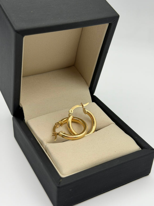Candonga lisa rayas Oro amarillo 18k 1,92 Gr / 2 Cm