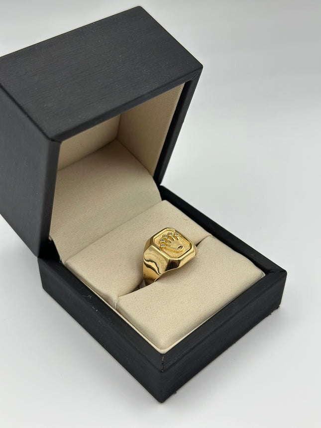 Anillo corona rx circones blancos Oro amarillo 18k / Talla 9/34 / 3,61 Gr