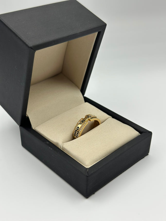 Anillo CT circones blancos y negros / Talla 8 / 3,54 Gr