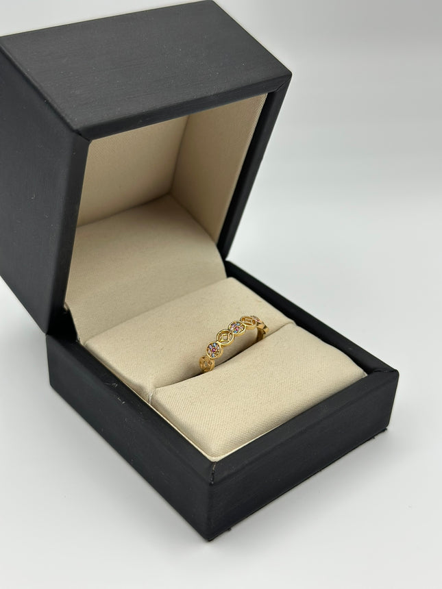 Anillo circulos circones colores / Talla 7/5 / 1,86 Gr