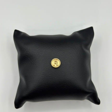 Herraje tambor letra R borde grabados  Oro amarillo 18k 0,34 Gr / 0,55 Cm