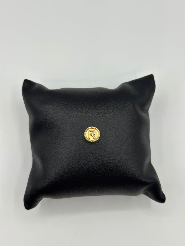 Herraje tambor letra R borde grabados  Oro amarillo 18k 0,34 Gr / 0,55 Cm