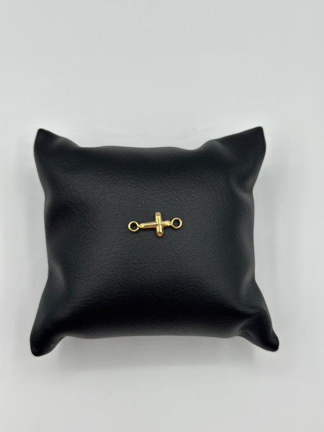 Herraje mini cruz lisa Oro amarillo 18k 0,27 Gr / 1,2 Cm