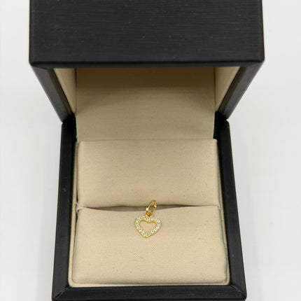 Dije corazón silueta/ bordes casting blanco Oro amarillo 18k +1 / 0,45 Gr / 8 mm / 1 Cm