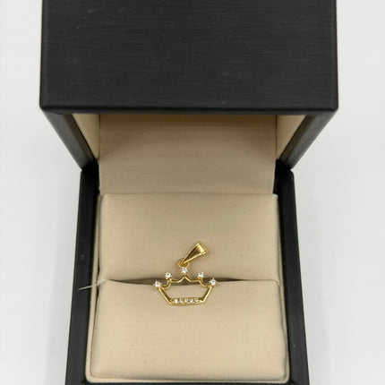 Dije corona casting circones blancos Oro amarillo 18k +1 / 0,65 Gr / 10,3 mm / 1,3 Cm