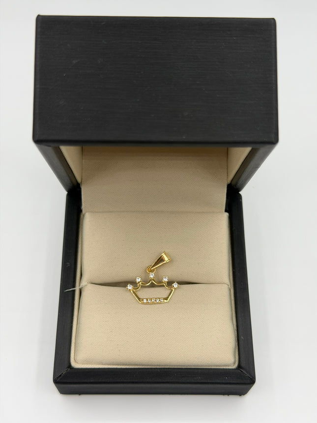 Dije corona casting circones blancos Oro amarillo 18k +1 / 0,65 Gr / 10,3 mm / 1,3 Cm