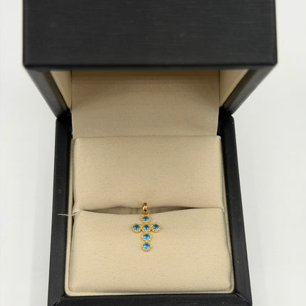 Dije cruz casting azul Oro amarillo 18k +1 / 0,64 Gr / 12 mm / 1,5 Cm