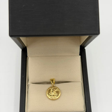 Dije arcangel san miguel circular Oro amarillo 18k 0,63 Gr / 12 mm / 1,5 Cm