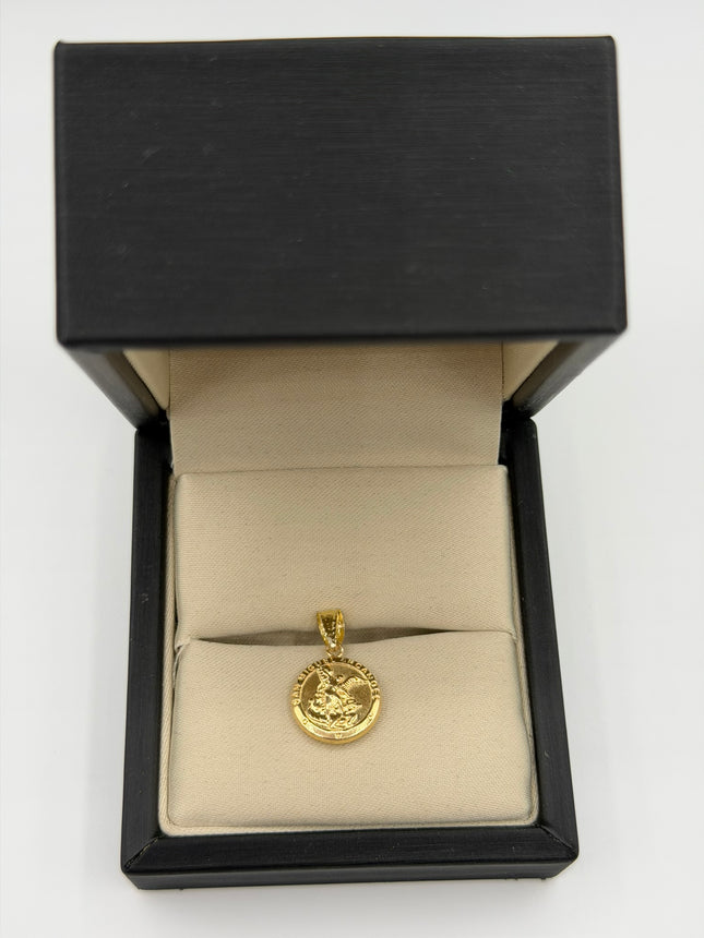Dije arcangel san miguel circular Oro amarillo 18k 0,63 Gr / 12 mm / 1,5 Cm