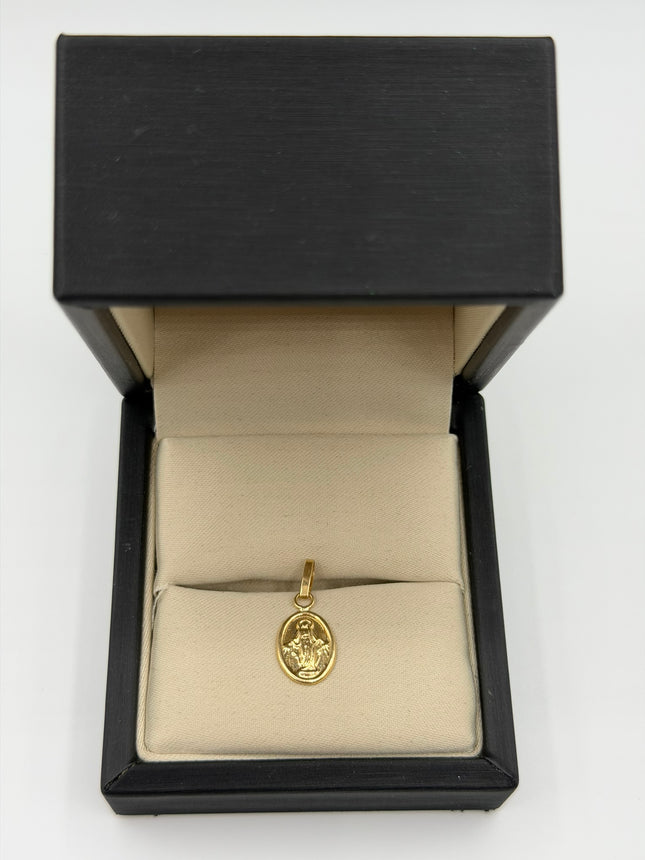 Dije virgen milagrosa ovalado Oro amarillo 18k 0,47 Gr / 12 mm / 1,4 Cm