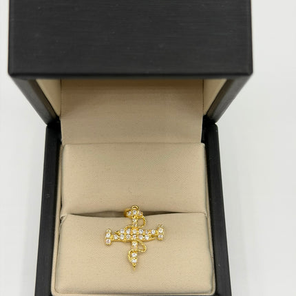 Dije cruz clavo casting blanco Oro amarillo 18k +1 / 2,22 Gr / 20,8 mm / 2,3 Cm