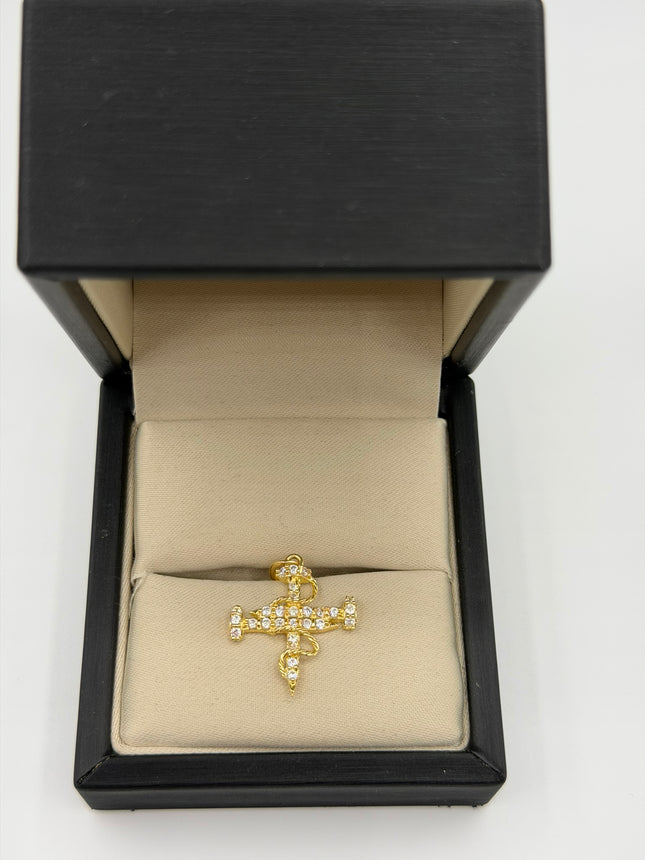 Dije cruz clavo casting blanco Oro amarillo 18k +1 / 2,22 Gr / 20,8 mm / 2,3 Cm