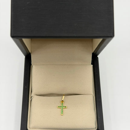 Dije cruz casting verde Oro amarillo 18k +1 / 0,42 Gr / 9,5 mm / 1,2 Cm
