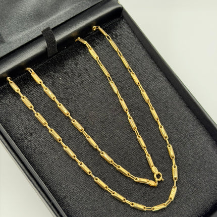 Cadena Rústica barriles lisos Oro amarillo 18k 5,66 Gr / 3 mm / 55 Cm Broche 0,10