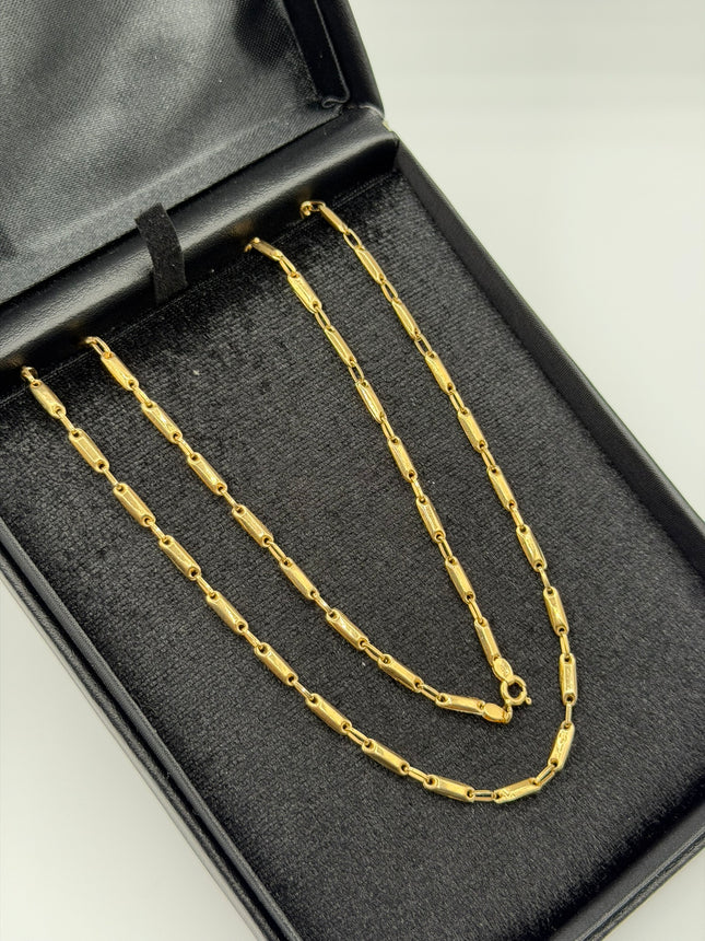 Cadena Rústica barriles lisos Oro amarillo 18k 5,66 Gr / 3 mm / 55 Cm Broche 0,10