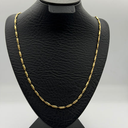 Cadena Rústica barriles lisos Oro amarillo 18k 5,66 Gr / 3 mm / 55 Cm Broche 0,10