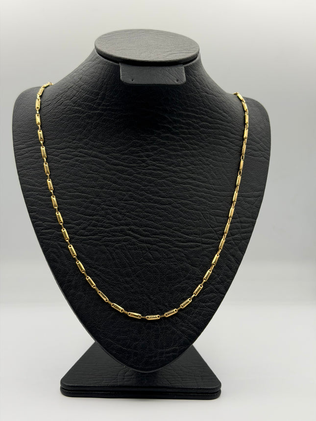 Cadena Rústica barriles lisos Oro amarillo 18k 5,66 Gr / 3 mm / 55 Cm Broche 0,10