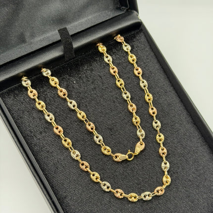 Cadena gc diamantada Tres oros 18k 9,31 Gr / 4 mm / 50 Cm Broche 0,10