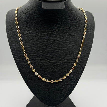 Cadena gc diamantada Tres oros 18k 9,31 Gr / 4 mm / 50 Cm Broche 0,10