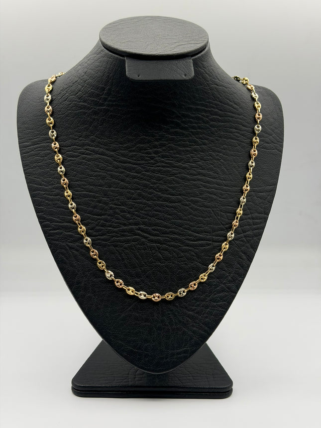 Cadena gc diamantada Tres oros 18k 9,31 Gr / 4 mm / 50 Cm Broche 0,10