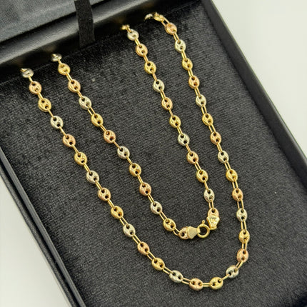 Cadena gc lisa Tres oros 18k 6,17 Gr / 4 mm / 50 Cm Broche 0,10