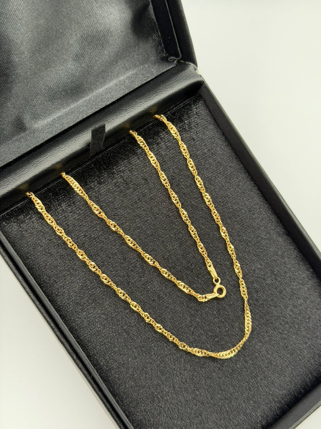 Cadena It tejido Singapur Oro amarillo 18k +3 / 1,95 Gr / 2,3 mm / 45 Cm