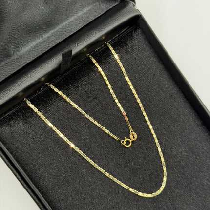 Cadena It plana Oro amarillo y Oro blanco 18k +3 / 1,51 Gr / 1,45 mm / 45 Cm